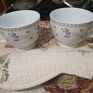 Heritage Mint Enchanted Laurel Garden Tea Cup Mug Blue Set Of 2